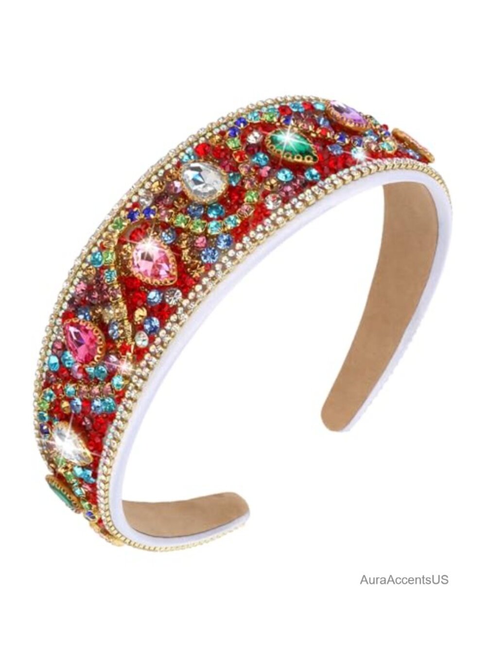 Rhinestone Headband Wide Sparkly Bling Crystal Hairband for Formal Holiday